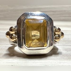Vintage Designer Bayanihan Sterling Silver & 18K Gold Accented Citrine Ring
